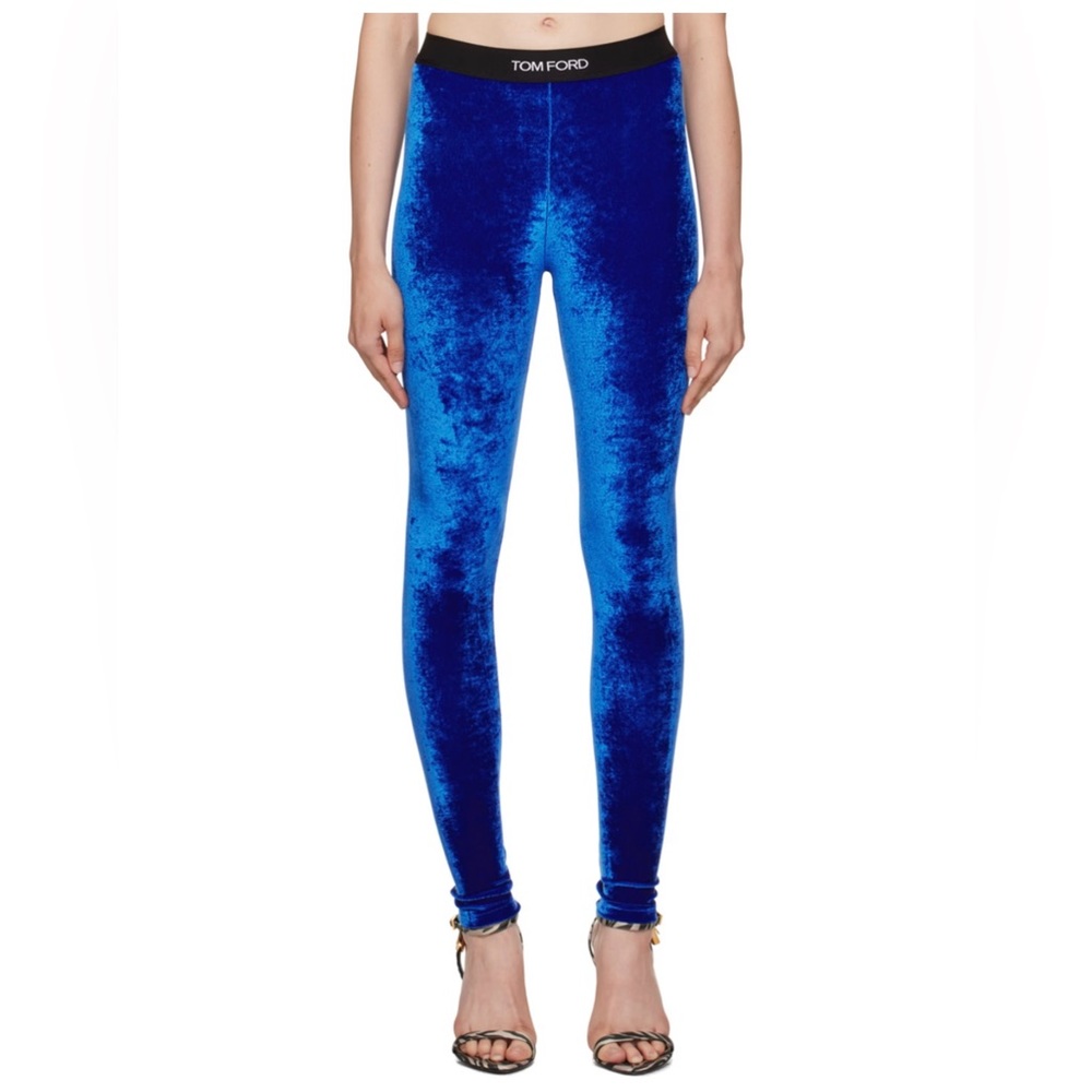 Tom ford velvet stretch leggings  in blue, size medium.